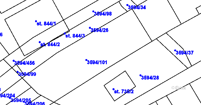 Parcela st. 3594/102 v KÚ Jalubí, Katastrální mapa