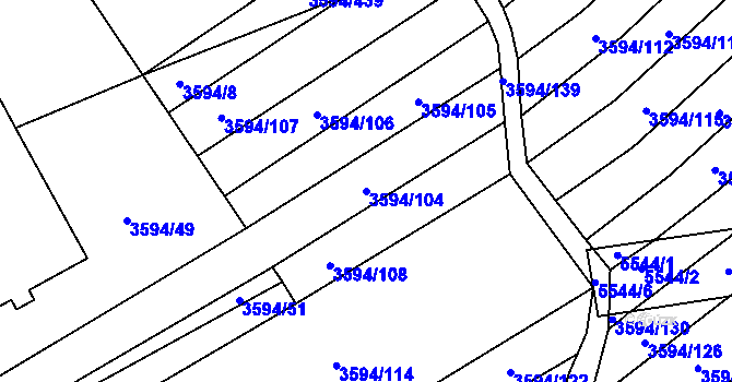 Parcela st. 3594/104 v KÚ Jalubí, Katastrální mapa