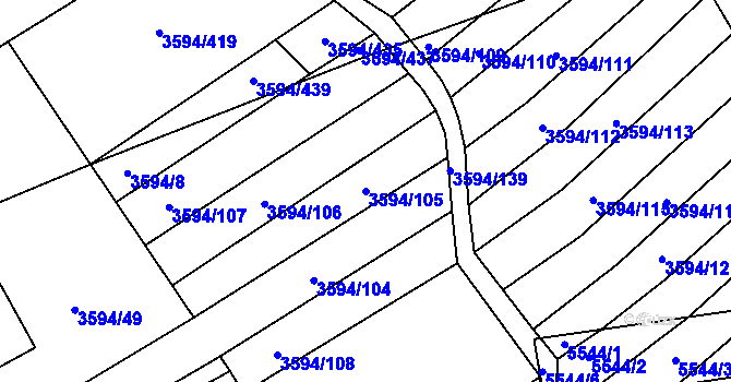 Parcela st. 3594/105 v KÚ Jalubí, Katastrální mapa