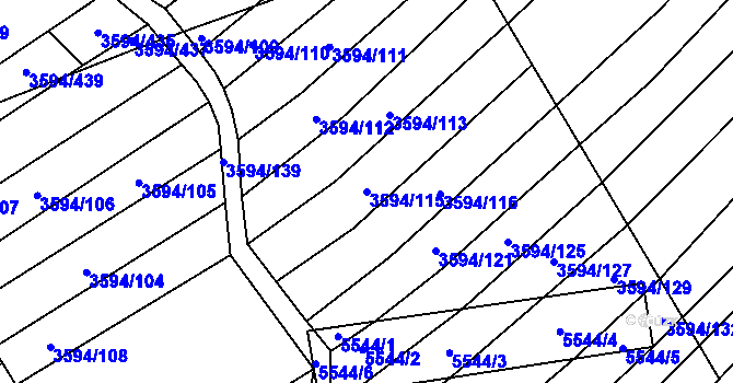 Parcela st. 3594/115 v KÚ Jalubí, Katastrální mapa