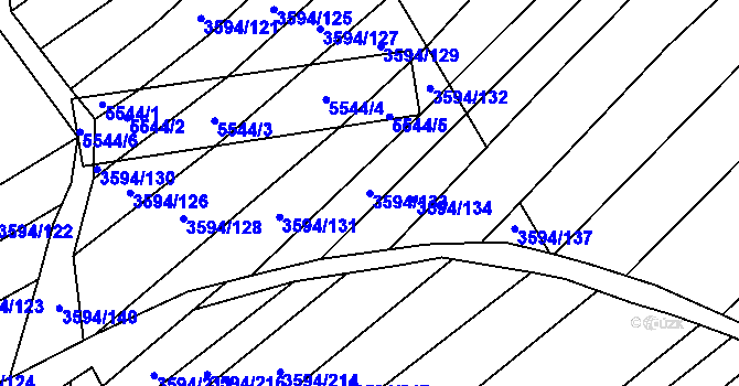 Parcela st. 3594/133 v KÚ Jalubí, Katastrální mapa