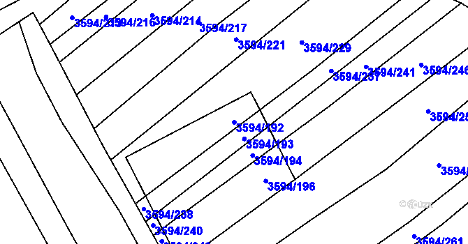 Parcela st. 3594/192 v KÚ Jalubí, Katastrální mapa