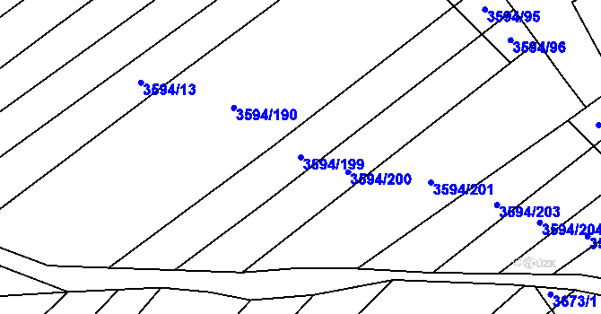 Parcela st. 3594/199 v KÚ Jalubí, Katastrální mapa