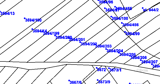Parcela st. 3594/202 v KÚ Jalubí, Katastrální mapa