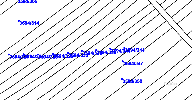 Parcela st. 3594/338 v KÚ Jalubí, Katastrální mapa
