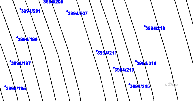 Parcela st. 3994/211 v KÚ Jalubí, Katastrální mapa