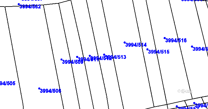 Parcela st. 3994/513 v KÚ Jalubí, Katastrální mapa