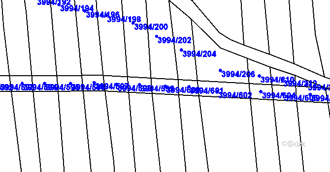 Parcela st. 3994/600 v KÚ Jalubí, Katastrální mapa
