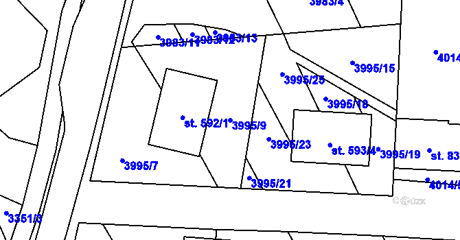 Parcela st. 3995/9 v KÚ Jalubí, Katastrální mapa
