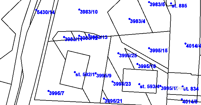 Parcela st. 3995/10 v KÚ Jalubí, Katastrální mapa