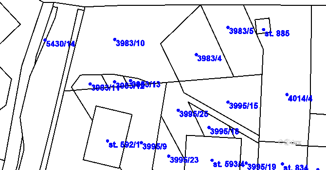 Parcela st. 3995/12 v KÚ Jalubí, Katastrální mapa