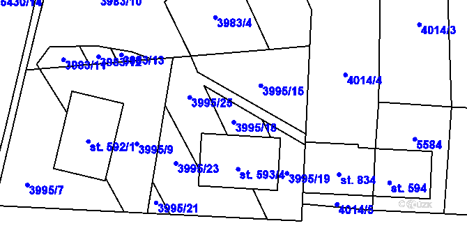Parcela st. 3995/18 v KÚ Jalubí, Katastrální mapa