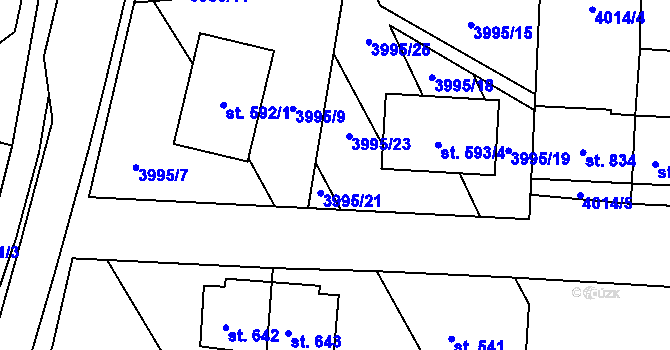 Parcela st. 3995/22 v KÚ Jalubí, Katastrální mapa