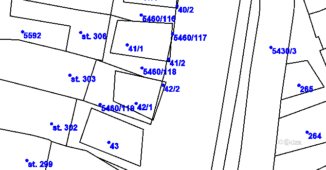 Parcela st. 42/2 v KÚ Jalubí, Katastrální mapa
