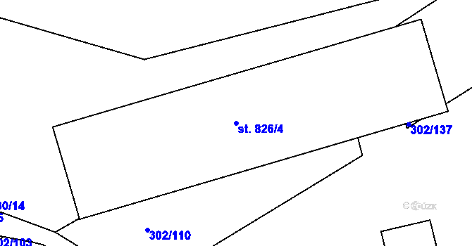 Parcela st. 826/4 v KÚ Jalubí, Katastrální mapa