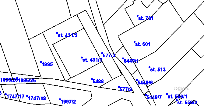 Parcela st. 577/3 v KÚ Jalubí, Katastrální mapa