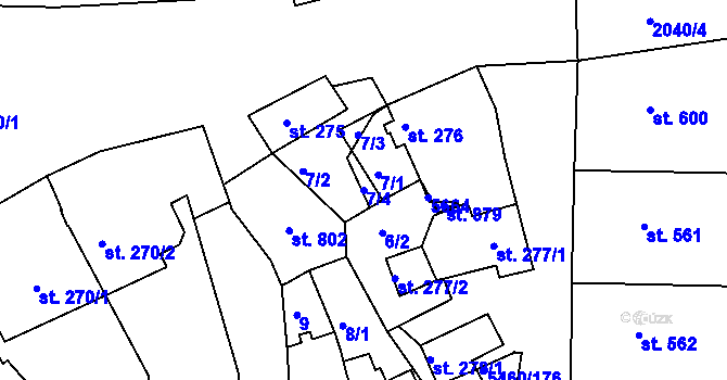 Parcela st. 7/4 v KÚ Jalubí, Katastrální mapa