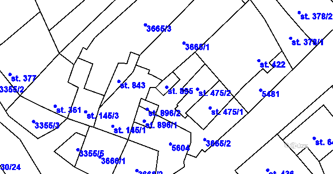 Parcela st. 895 v KÚ Jalubí, Katastrální mapa