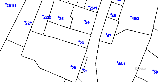 Parcela st. 23 v KÚ Jamné u Tišnova, Katastrální mapa