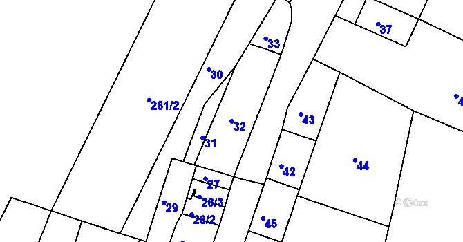 Parcela st. 32 v KÚ Jamné u Tišnova, Katastrální mapa
