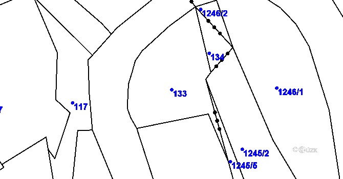 Parcela st. 133 v KÚ Jamné u Tišnova, Katastrální mapa