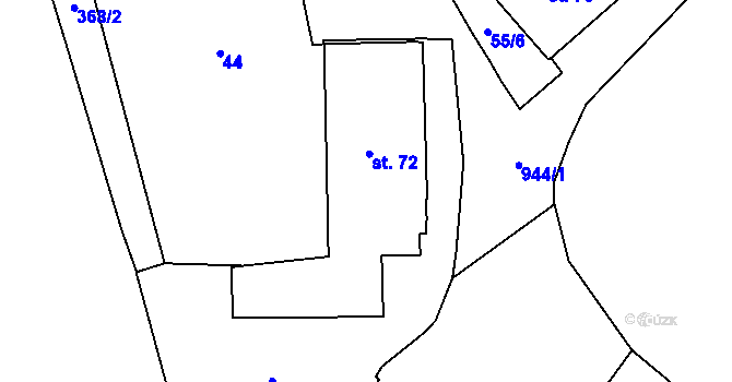 Parcela st. 72 v KÚ Jamné u Jihlavy, Katastrální mapa