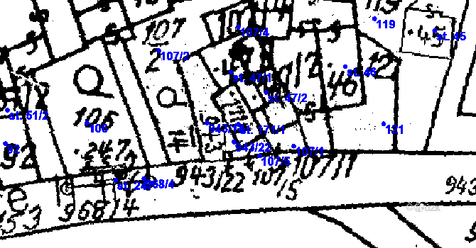 Parcela st. 171/1 v KÚ Jamné u Jihlavy, Katastrální mapa