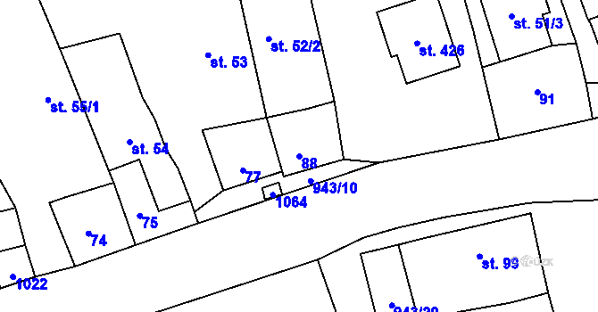 Parcela st. 88 v KÚ Jamné u Jihlavy, Katastrální mapa