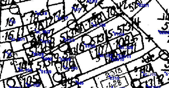 Parcela st. 513/5 v KÚ Jamné u Jihlavy, Katastrální mapa