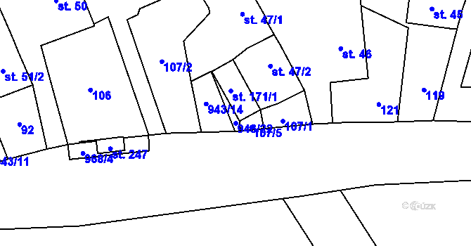 Parcela st. 943/22 v KÚ Jamné u Jihlavy, Katastrální mapa