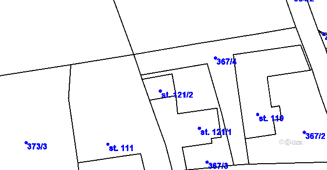 Parcela st. 121/2 v KÚ Jamné u Jihlavy, Katastrální mapa