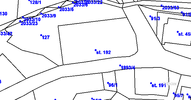 Parcela st. 192 v KÚ Jamné nad Orlicí, Katastrální mapa