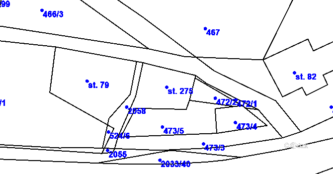 Parcela st. 275 v KÚ Jamné nad Orlicí, Katastrální mapa