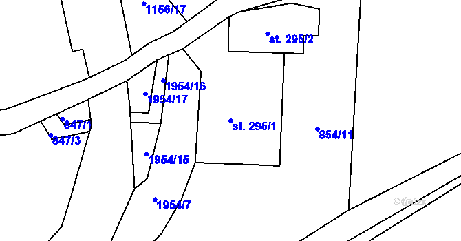 Parcela st. 295/1 v KÚ Jamné nad Orlicí, Katastrální mapa