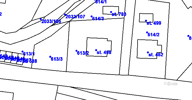 Parcela st. 498 v KÚ Jamné nad Orlicí, Katastrální mapa
