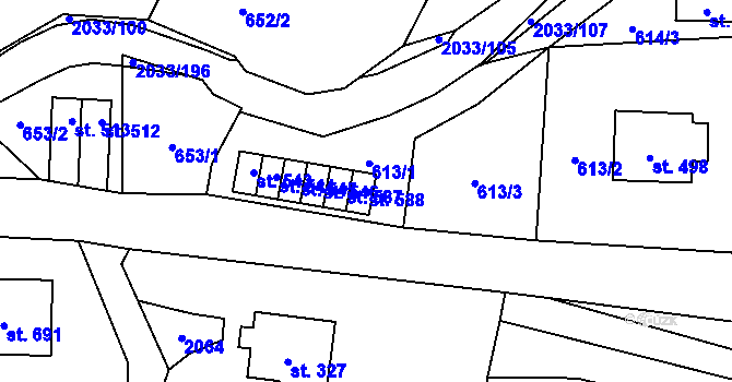 Parcela st. 588 v KÚ Jamné nad Orlicí, Katastrální mapa