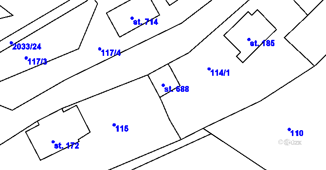Parcela st. 688 v KÚ Jamné nad Orlicí, Katastrální mapa