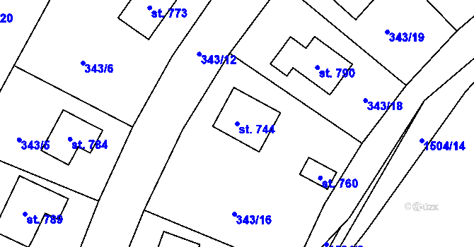 Parcela st. 744 v KÚ Jamné nad Orlicí, Katastrální mapa