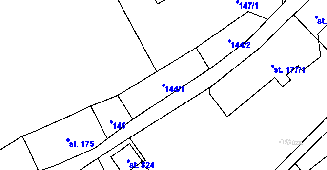 Parcela st. 144/1 v KÚ Jamné nad Orlicí, Katastrální mapa