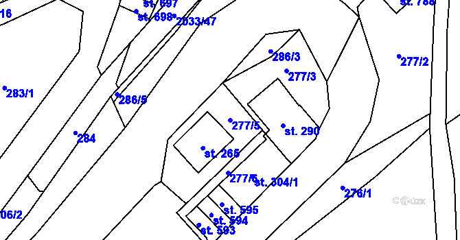 Parcela st. 277/5 v KÚ Jamné nad Orlicí, Katastrální mapa