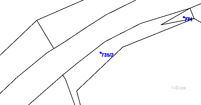 Parcela st. 735/2 v KÚ Jamné nad Orlicí, Katastrální mapa