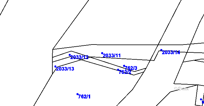 Parcela st. 2033/11 v KÚ Jamné nad Orlicí, Katastrální mapa