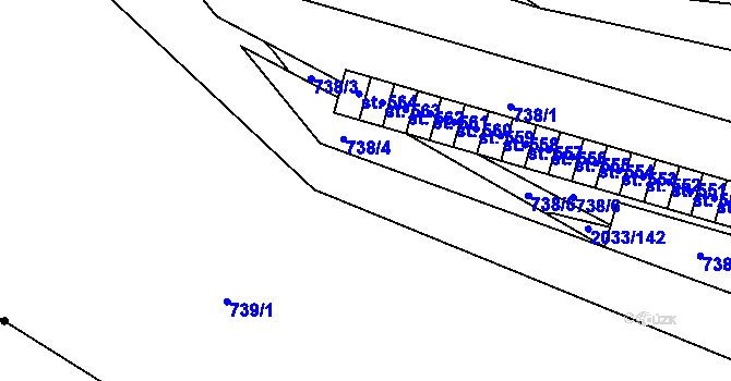 Parcela st. 2033/18 v KÚ Jamné nad Orlicí, Katastrální mapa