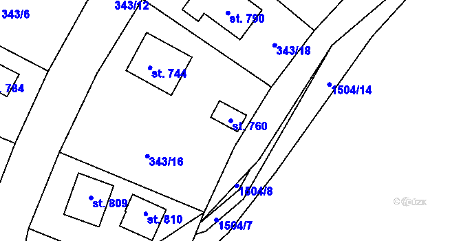 Parcela st. 760 v KÚ Jamné nad Orlicí, Katastrální mapa