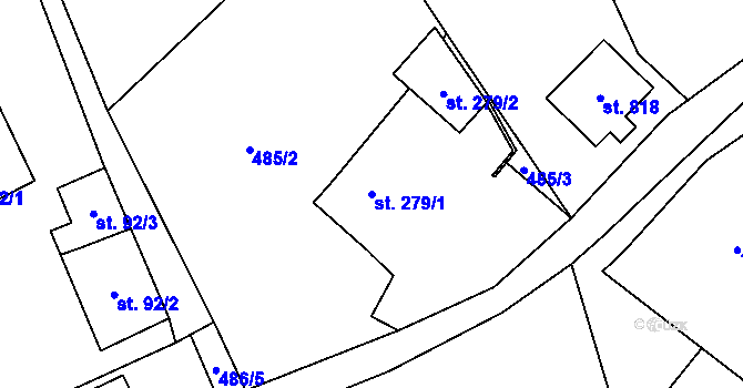 Parcela st. 279/1 v KÚ Jamné nad Orlicí, Katastrální mapa