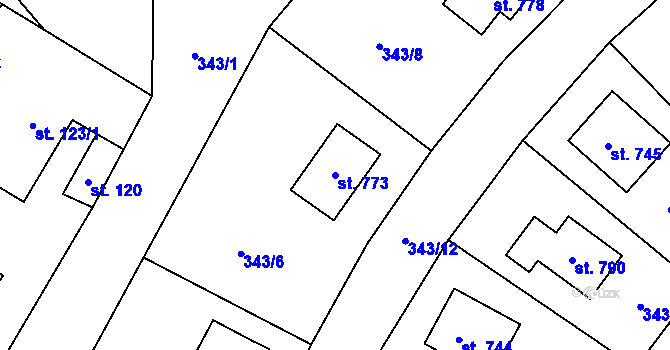 Parcela st. 773 v KÚ Jamné nad Orlicí, Katastrální mapa