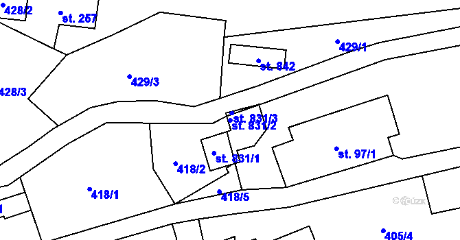 Parcela st. 831/2 v KÚ Jamné nad Orlicí, Katastrální mapa