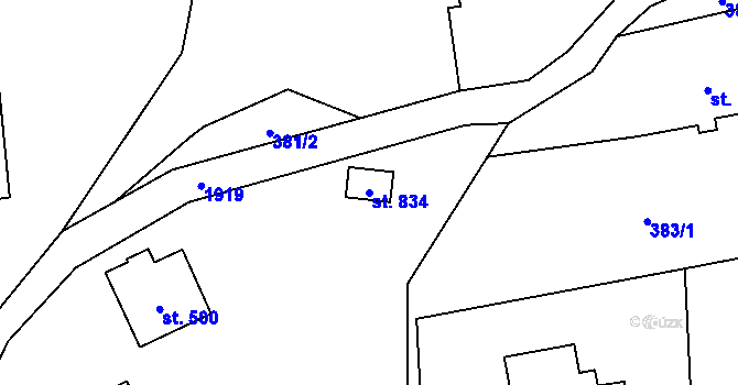 Parcela st. 834 v KÚ Jamné nad Orlicí, Katastrální mapa