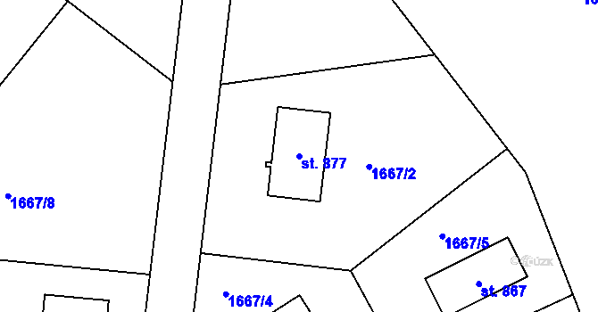 Parcela st. 877 v KÚ Jamné nad Orlicí, Katastrální mapa