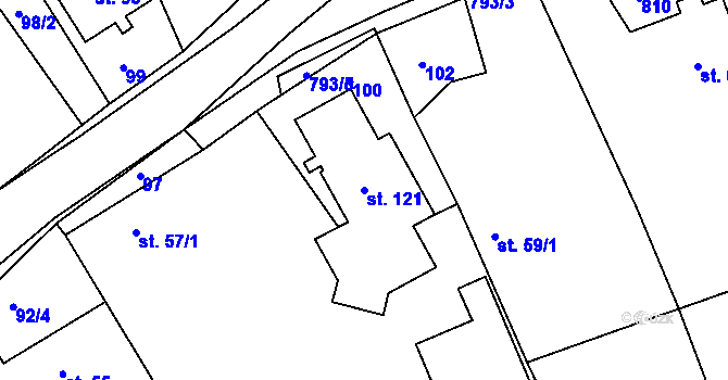 Parcela st. 121 v KÚ Jamnice, Katastrální mapa